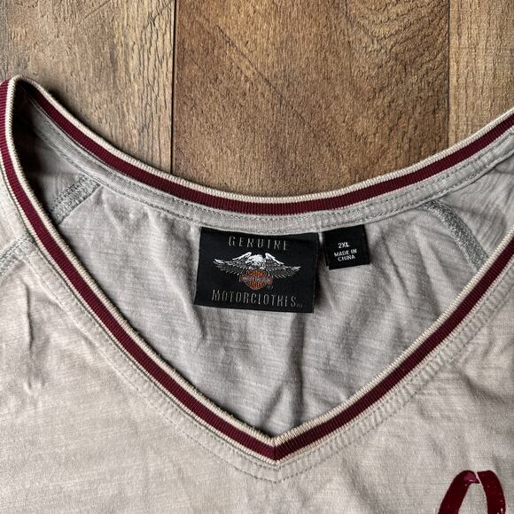 Harley Davidson T-Shirt Womens 2XL Gray Motorcycle Grunge Rock Short Sleeve 5650 - Picture 3 of 10